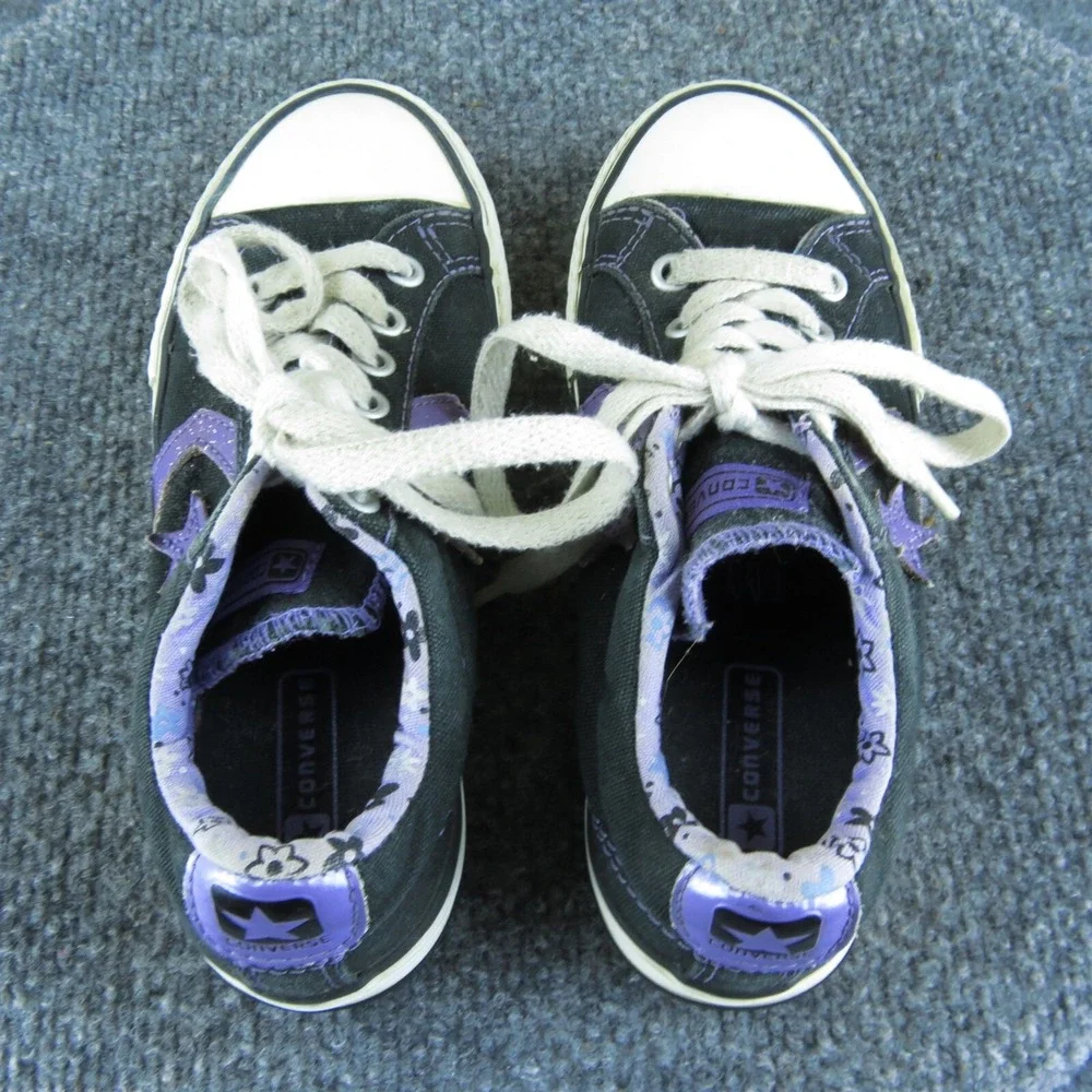 Converse Youth Girls Sneaker Shoes Size 13 Medium‎ Black Fabric Lace Up